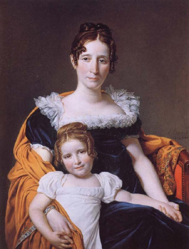 Jacques-Louis David Portrait of the Vicomtesse Vilain XIV and her Daughter oil painting image